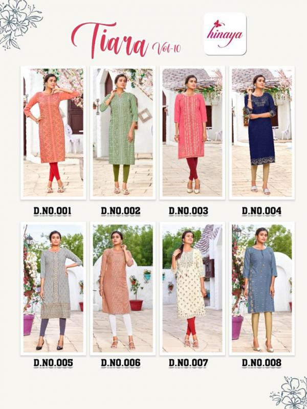 Hinaya Tiara 10 Rayon Fancy Wear Designer Kurti Collection